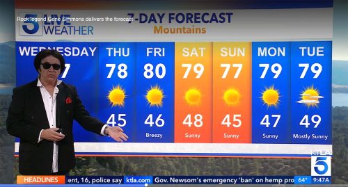 Gene Simmons delivers KTLA 5 Morning forecast